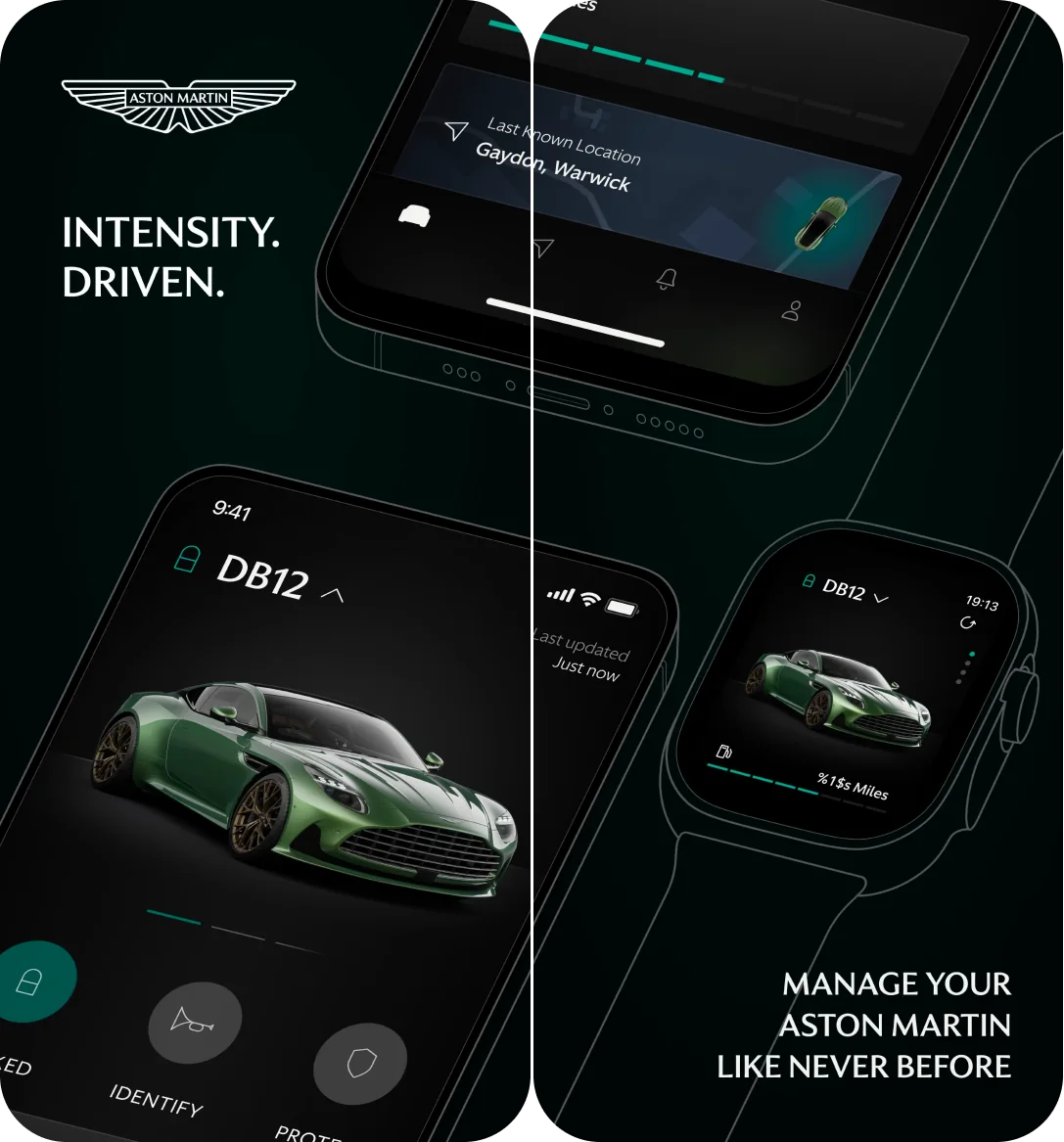 Aston Martin: Aston Martin Connected car app · Phone and Apple Watch
