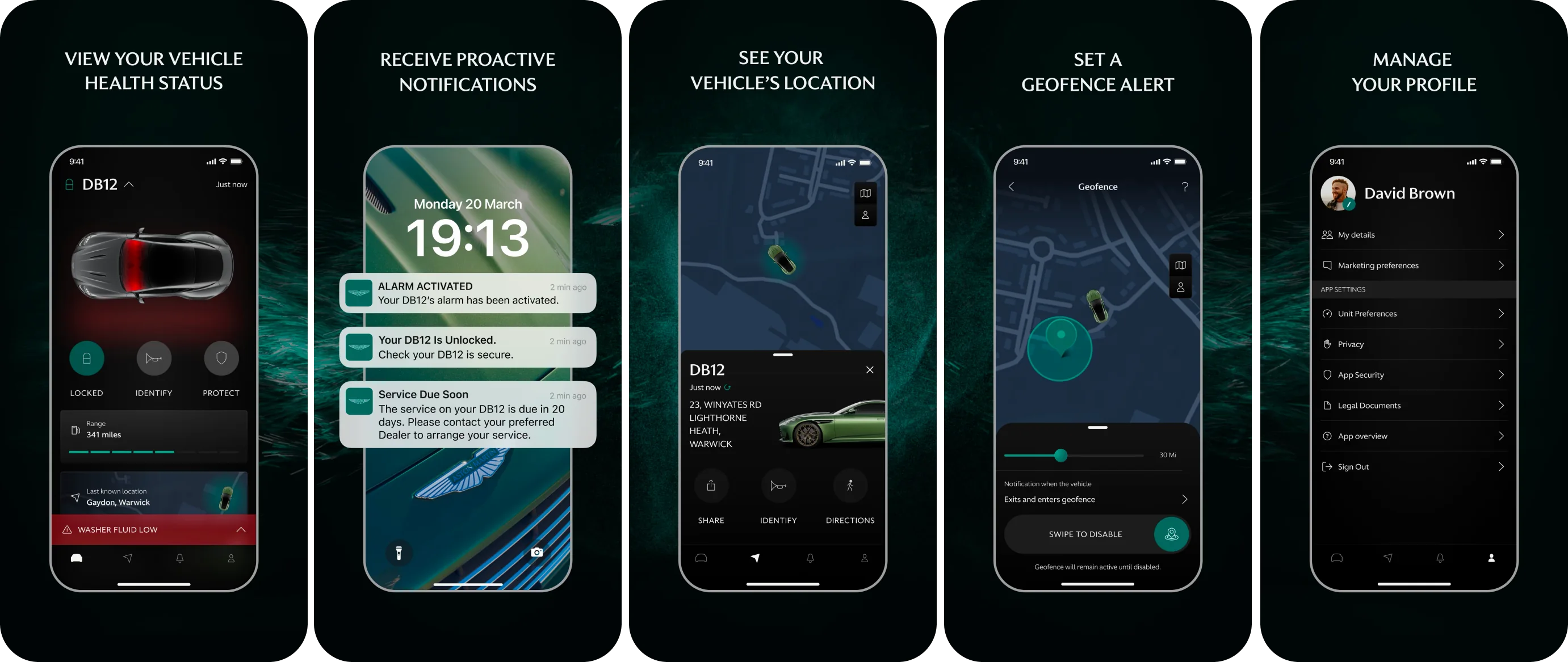 Aston Martin: Aston Martin Connected car app · App Store screens