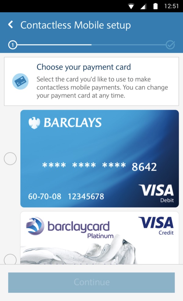 Choose your payment card