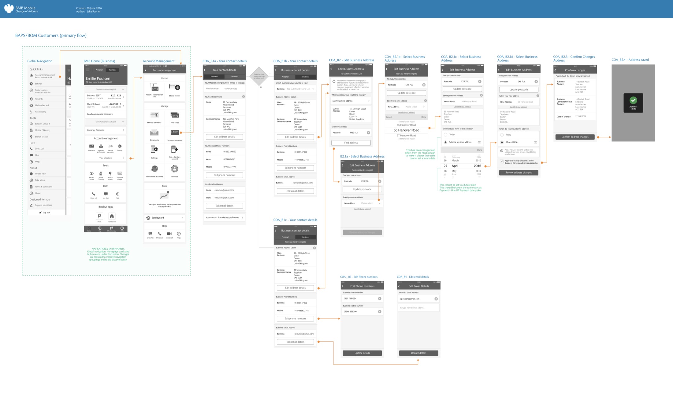 Change of address user flow