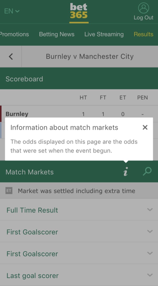 Information about match markets
