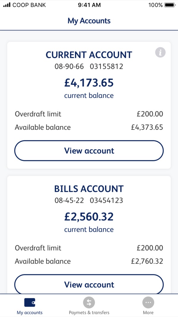 Redesigned My accounts screen