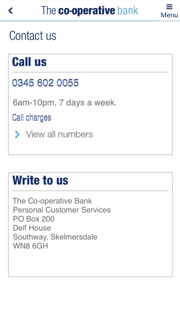 Contact us screen before UX involvement