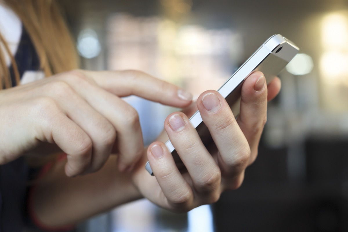 A phone being used one handed