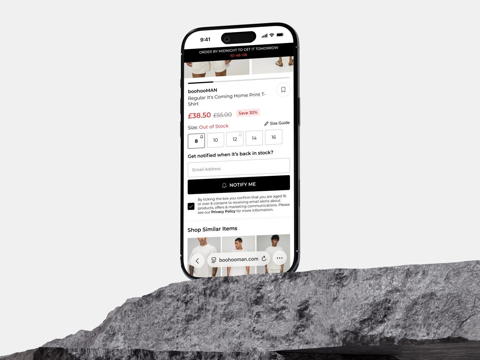 Debenhams Group: boohooMAN · Notify When Back In Stock