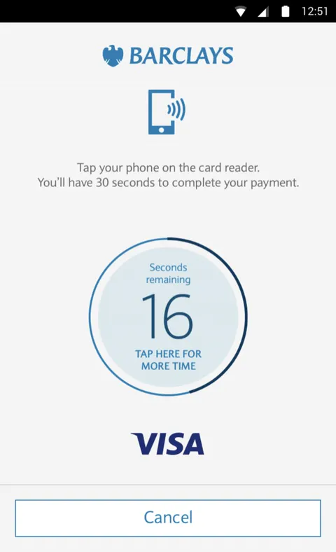 Tap your phone on the card reader countdown