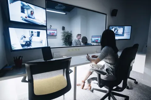 A moderated user testing lab with an observation room