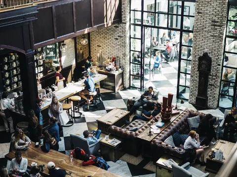 A busy coffee shop in Manchester