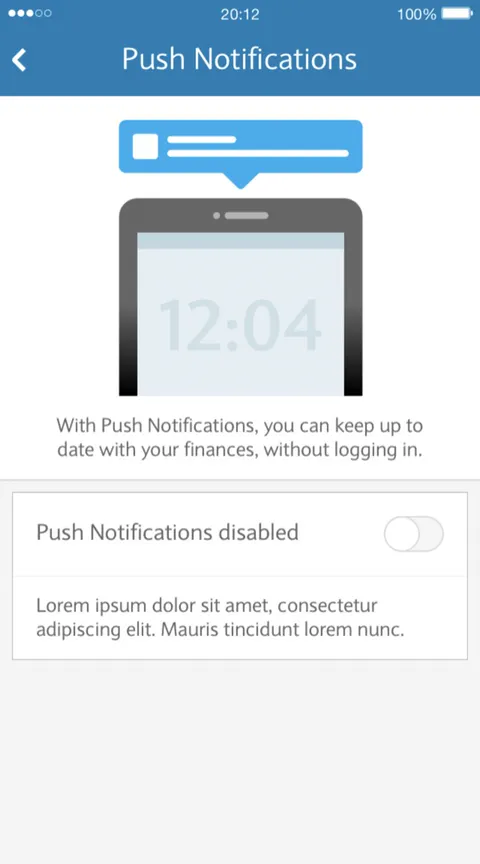 Push notifications settings screen