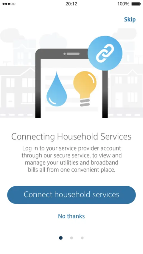 Connecting household services screen