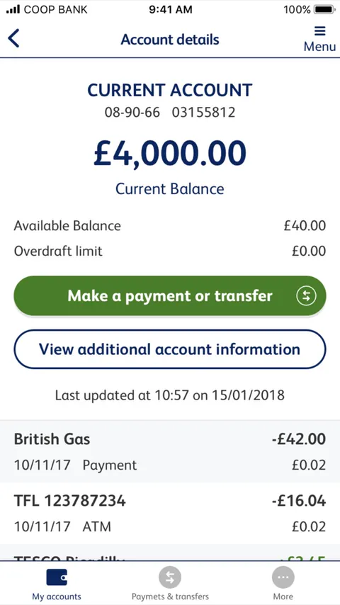 Redesigned account details screen