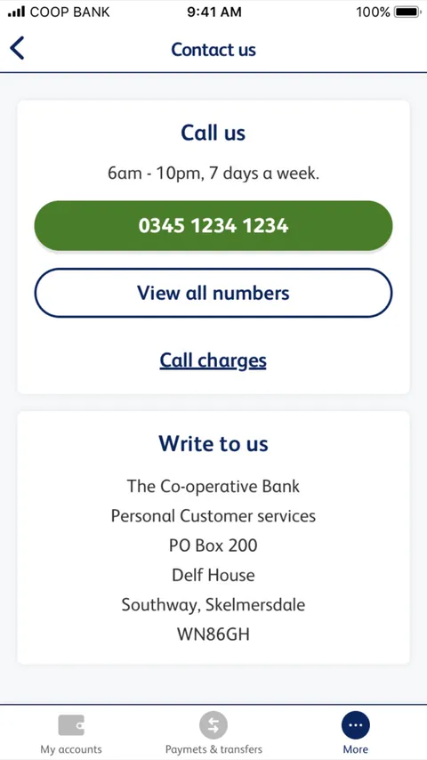Redesigned contact us screen
